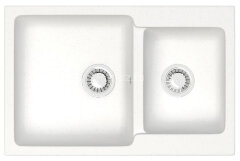 Кухонная мойка AZARIO Grand 765х500х190 двойная, искусственный мрамор, цвет Белый (CS00079900)