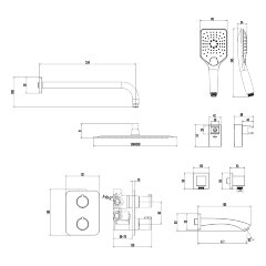 Смеситель Lemark Yeti LM7842C термостатический для ванны и душа, встраиваемый