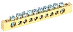 Шина PEN &quot;земля-ноль&quot; 6х9мм 10/2 (10групп/крепеж по краям) IEK YNN11-10-100