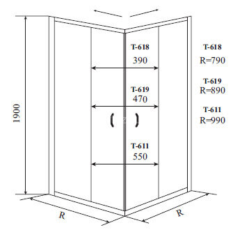 Timo ALTTI душевой угол 618 Clean Glass (80*80*190), шт