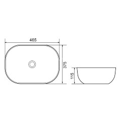 Раковина-чаша Azario 465x375x115 накладная, овальная, светлый мрамор (AZ-2185-M819)