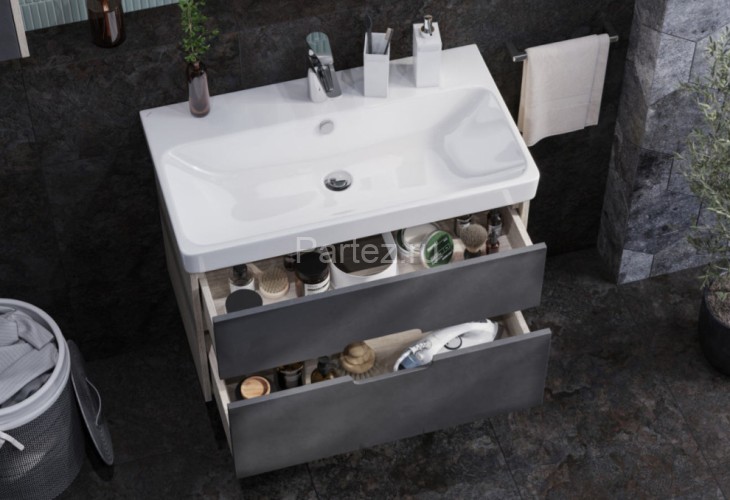 Тумба под раковину AQUATON Оливия 80 Грей/Дуб Ойстер (1A283101OLUG0)